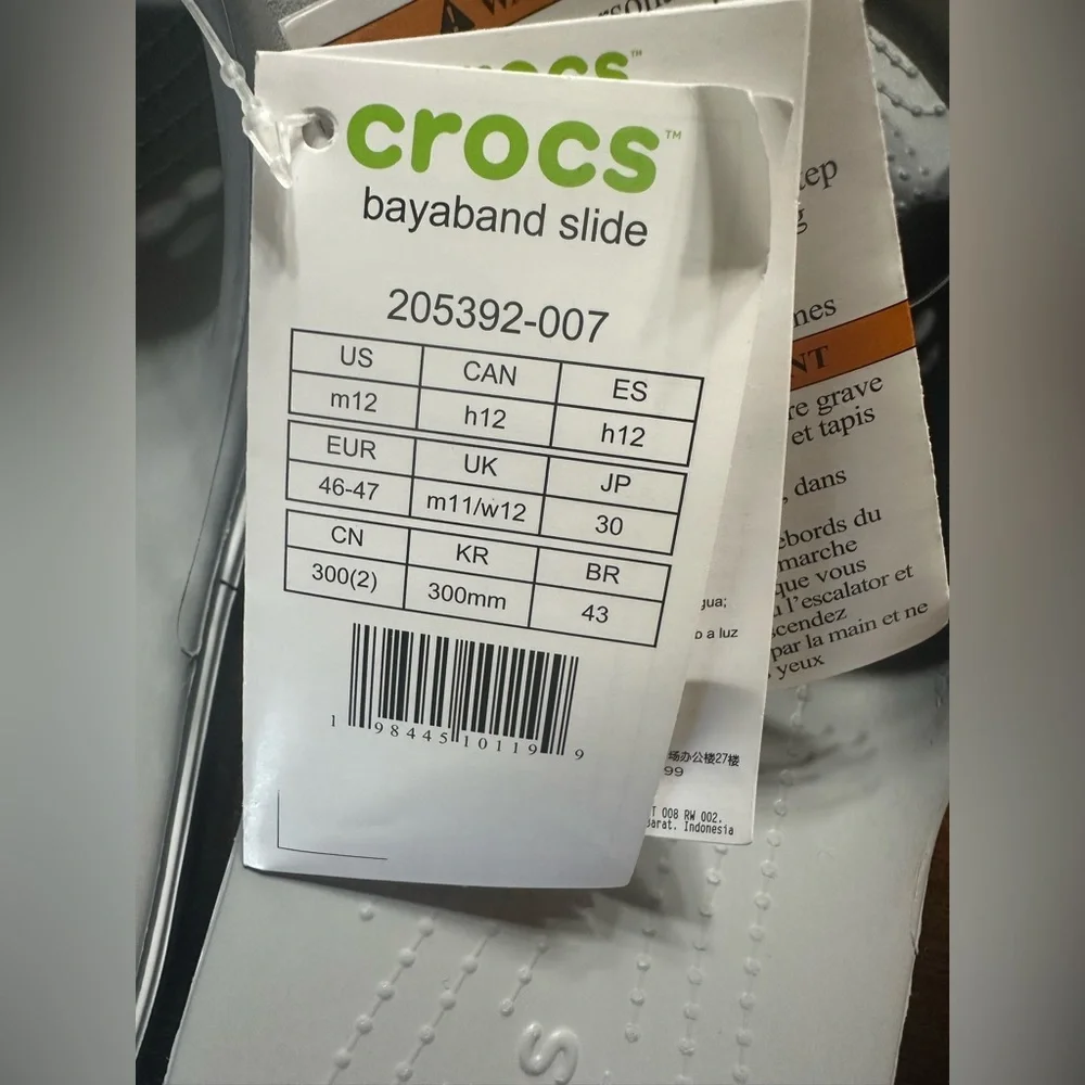 CROCS Men’s ' Light Gray Slide Sandals with Black Trim
